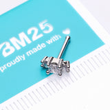 Detail View 2 of Triple Tiered Sparkle Multi-Gem Nose Stud Ring-Clear Gem