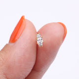 Detail View 3 of Golden Triple Tiered Sparkle Multi-Gem Nose Stud Ring-Clear Gem