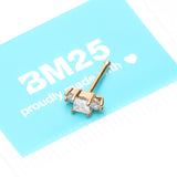 Detail View 4 of Golden Triple Tiered Sparkle Multi-Gem Nose Stud Ring-Clear Gem
