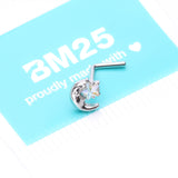 Detail View 4 of Nighty Night Crescent Moon Sparkle Star L-Shaped Nose Ring-Aurora Borealis