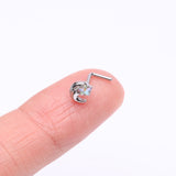 Detail View 2 of Nighty Night Crescent Moon Sparkle Star L-Shaped Nose Ring-Aurora Borealis