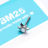 Detail View 2 of Opalescent Sparkle Starburst Nose Stud Ring-White