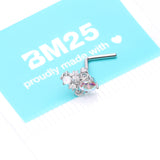 Detail View 4 of Victorian Filigree Aurora Sparkle L-Shaped Nose Ring-Aurora Borealis/Clear/White