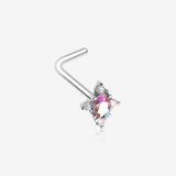 Vintage Elegance Aurora Sparkle L-Shaped Nose Ring