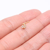 Detail View 2 of Golden Sparkle Crescent Moon and Star L-Shaped Nose Ring-Clear Gem