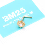 Detail View 4 of Golden Opalescent Blazing Sun L-Shaped Nose Ring-Clear Gem