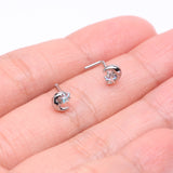 Detail View 3 of Nighty Night Crescent Moon Sparkle Star Nose Stud Ring-Aurora Borealis