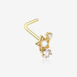 Golden Opalescent Star Sparkles L-Shaped Nose Ring