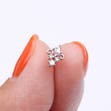 Detail View 2 of Victorian Filigree Aurora Sparkle Nose Stud Ring-Aurora Borealis/Clear/White
