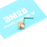 Detail View 4 of Golden Opalescent Crescent Moon L-Shaped Nose Ring-Clear Gem