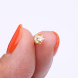 Detail View 2 of Golden Sparkle Crescent Moon and Star Nose Stud Ring-Clear Gem