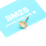 Detail View 4 of Golden Opalescent Blazing Sun Nose Stud Ring-Clear Gem