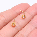 Detail View 3 of Golden Opalescent Blazing Sun Nose Stud Ring-Clear Gem