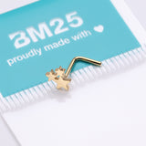 Detail View 4 of Golden Triple Star Icon L-Shaped Nose Ring