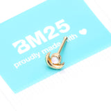 Detail View 4 of Golden Opalescent Crescent Moon Nose Stud Ring-Clear Gem