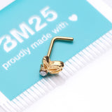 Detail View 3 of Golden Glam Butterfly Sparkle L-Shaped Nose Ring-Clear Gem