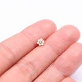 Detail View 2 of Golden Opalescent Spring Flower Sparkle Nose Stud Ring-Clear Gem-Clear Gem/White
