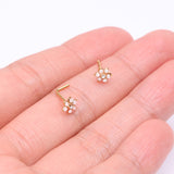 Detail View 3 of Golden Opalescent Spring Flower Sparkle Nose Stud Ring-Clear Gem-Clear Gem/White