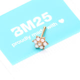 Detail View 4 of Golden Opalescent Spring Flower Sparkle Nose Stud Ring-Clear Gem-Clear Gem/White