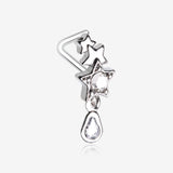 Cascading Shooting Star Sparkle Dangle L-Shaped Nose Ring