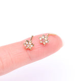Detail View 2 of Golden Opalite Rose Spring Flower Sparkle L-Shaped Nose Ring-Pink/White