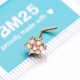 Detail View 3 of Golden Opalite Rose Spring Flower Sparkle L-Shaped Nose Ring-Pink/White