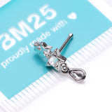 Detail View 3 of Cascading Shooting Star Sparkle Dangle Nose Stud Ring-Clear Gem
