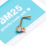Detail View 3 of Golden Twinkle Double Star Sparkle L-Shaped Nose Ring-Clear Gem