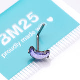 Detail View 3 of Crescent Moon Gem Sparkle L-Shaped Nose Ring-Tanzanite