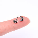 Detail View 2 of Midnight Crescent Moon Inner Stars L-Shaped Nose Ring-Black