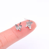 Detail View 2 of Marquise Layered Butterfly Sparkle Nose Stud Ring-Clear Gem