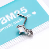 Detail View 3 of Iridescent Revo Sparkle Diamant Drop L-Shaped Nose Ring-Clear Gem