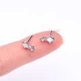 Detail View 2 of Iridescent Revo Sparkle Diamant Drop L-Shaped Nose Ring-Clear Gem