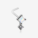 Iridescent Revo Sparkle Diamant Drop L-Shaped Nose Ring