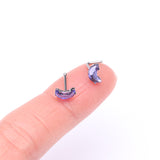 Detail View 2 of Crescent Moon Gem Sparkle Nose Stud Ring-Tanzanite