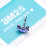 Detail View 3 of Crescent Moon Gem Sparkle Nose Stud Ring-Tanzanite