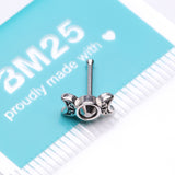 Detail View 3 of Crescent Moon Goddess Sparkle Nose Stud Ring-Hematite