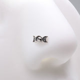 Detail View 1 of Crescent Moon Goddess Sparkle Nose Stud Ring-Hematite