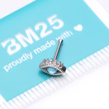 Detail View 3 of All Seeing Eye Sparkle Nose Stud Ring-Aqua/Aurora Borealis
