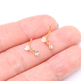 Detail View 3 of Golden Heart Sparkle Prong Dangle L-Shaped Nose Ring-Clear Gem