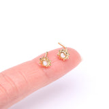 Detail View 2 of Golden Opalescent Sun and Crescent Moon Nose Stud Ring-White