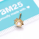 Detail View 3 of Golden Opalescent Sun and Crescent Moon Nose Stud Ring-White