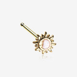 Golden Opalescent Sun and Crescent Moon Nose Stud Ring-White