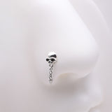 Detail View 1 of Death Skull Dangle Chained Spike L-Shaped Nose Ring