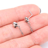 Detail View 3 of Death Skull Dangle Chained Spike L-Shaped Nose Ring