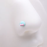 Detail View 1 of Kawaii Pop Pastel Ariel's Shell with Bow-Tie L-Shaped Nose Ring-Light Blue/Pink
