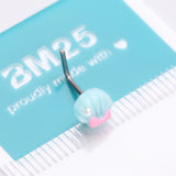 Detail View 4 of Kawaii Pop Pastel Ariel's Shell with Bow-Tie L-Shaped Nose Ring-Light Blue/Pink