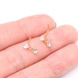 Detail View 3 of Golden Heart Sparkle Prong Dangle Nose Stud Ring-Clear Gem