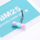 Detail View 4 of Kawaii Pop Pastel Assorted Star Trio L-Shaped Nose Ring-Multi