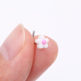 Detail View 2 of Kawaii Pop White Pink Flower L-Shaped Nose Ring-White/Pink